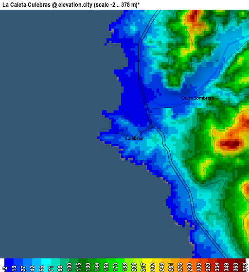 La Caleta Culebras elevation map