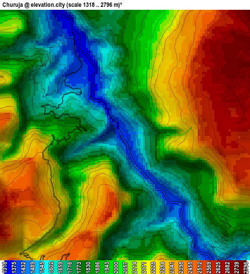 Churuja elevation map