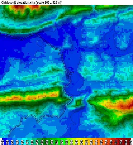 Chiriaco elevation map