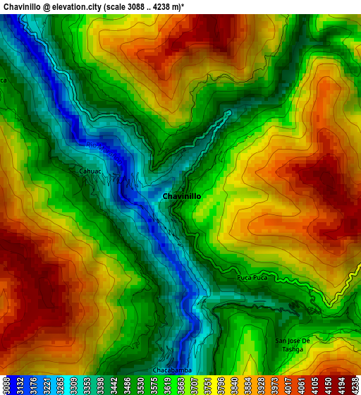 Chavinillo elevation map