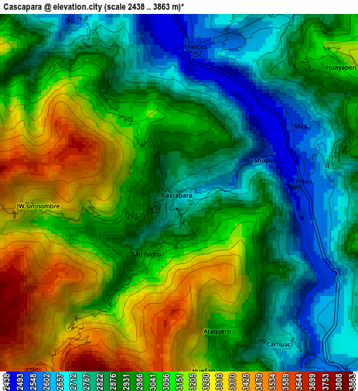 Cascapara elevation map