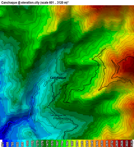Canchaque elevation map