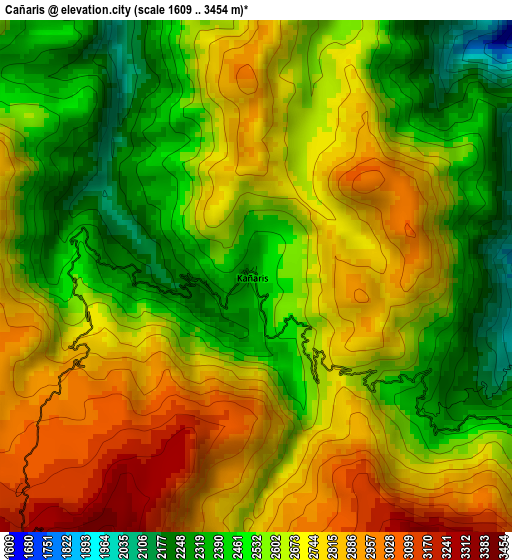 Cañaris elevation map