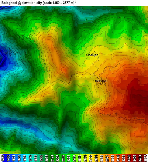Bolognesi elevation map