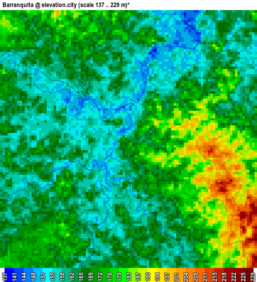 Barranquita elevation map