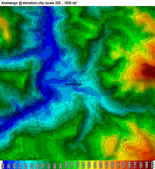 Aramango elevation map
