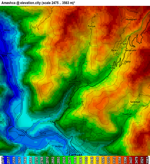 Amashca elevation map