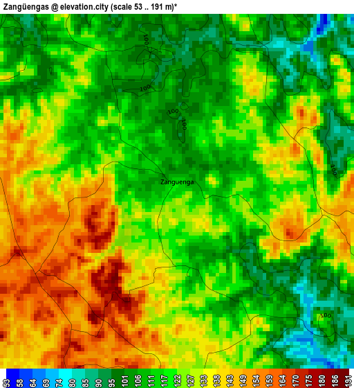 Zangüengas elevation map