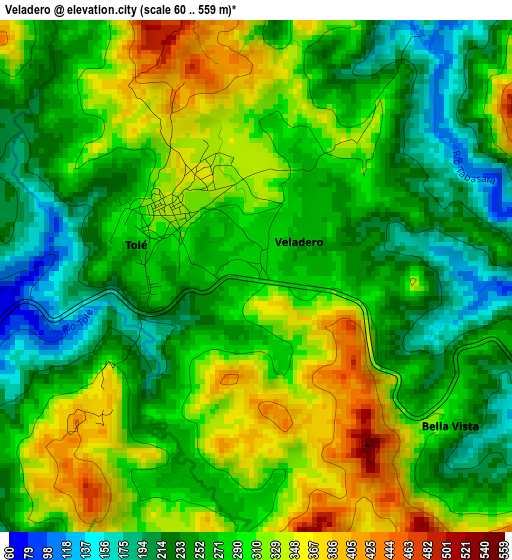 Veladero elevation map