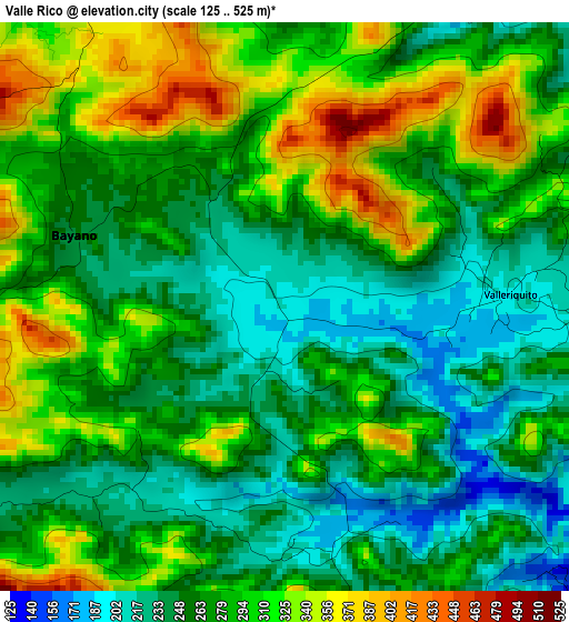 Valle Rico elevation map
