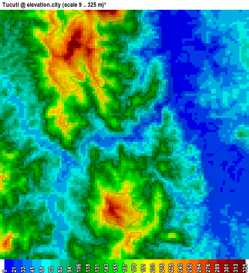 Tucutí elevation map