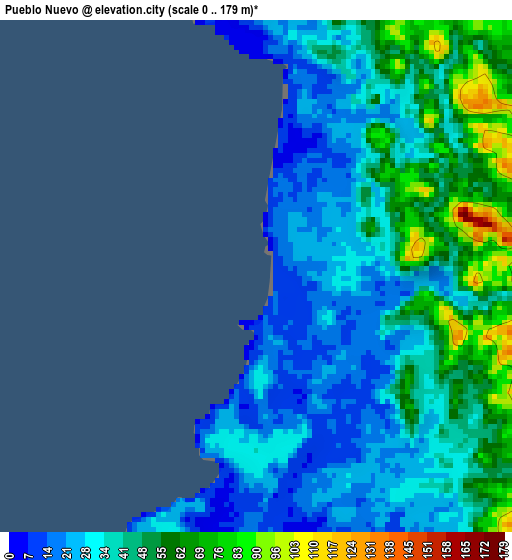 Pueblo Nuevo elevation map