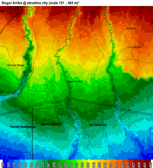 Sioguí Arriba elevation map