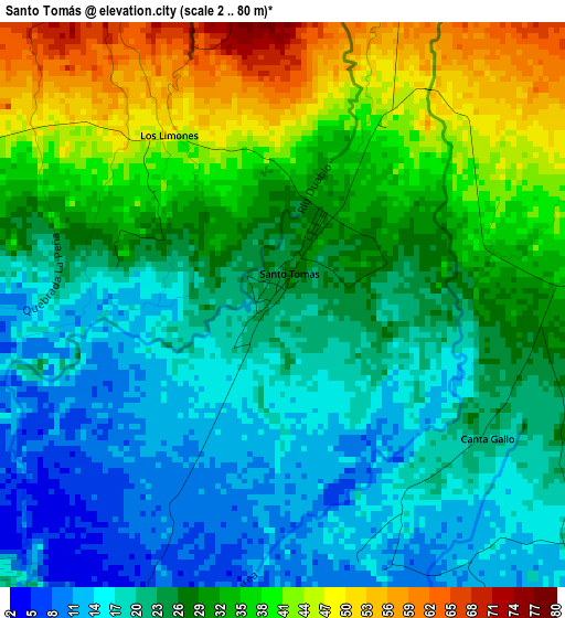 Santo Tomás elevation map