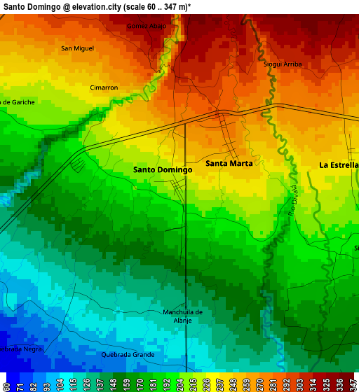 Santo Domingo elevation map