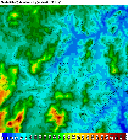 Santa Rita elevation map