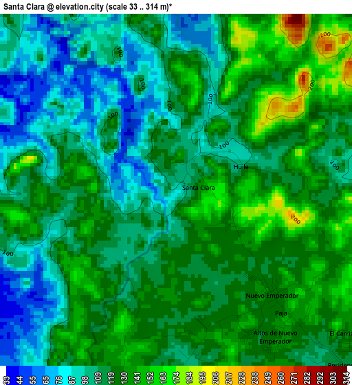 Santa Clara elevation map