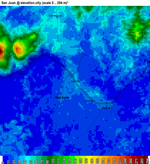 San Juan elevation map