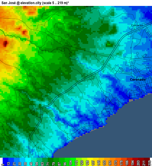 San José elevation map