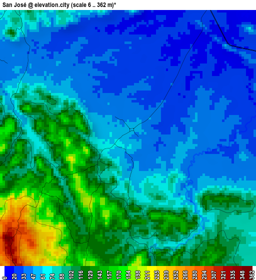 San José elevation map