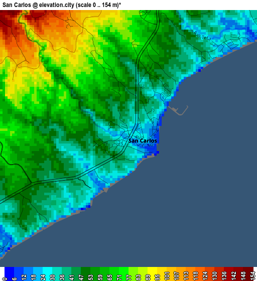 San Carlos elevation map