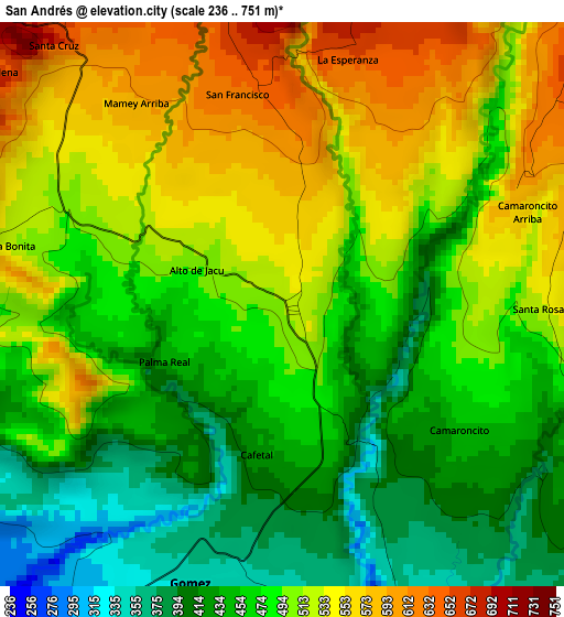 San Andrés elevation map