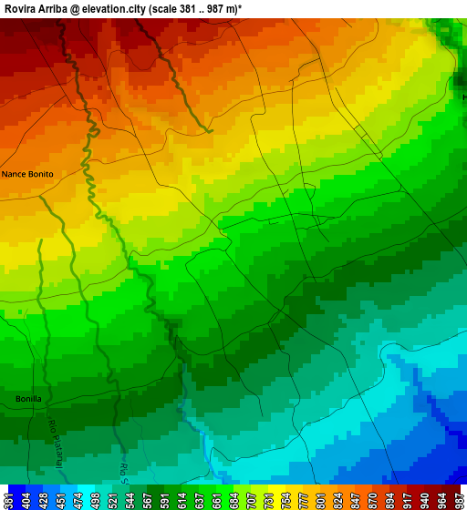 Rovira Arriba elevation map