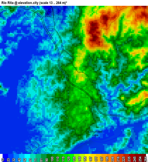 Río Rita elevation map