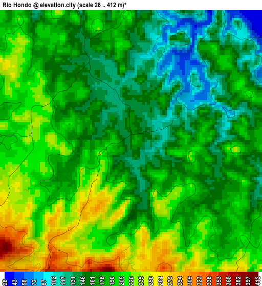 Río Hondo elevation map