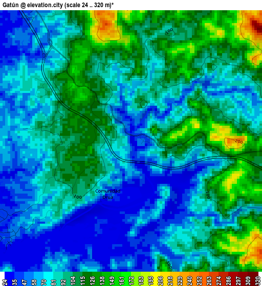 Gatún elevation map