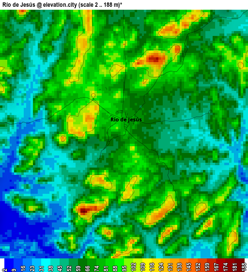 Río de Jesús elevation map