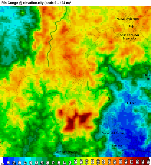 Río Congo elevation map