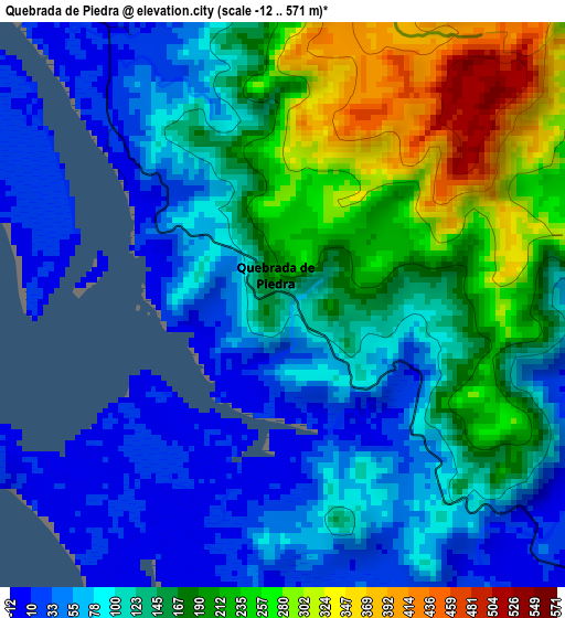 Quebrada de Piedra elevation map