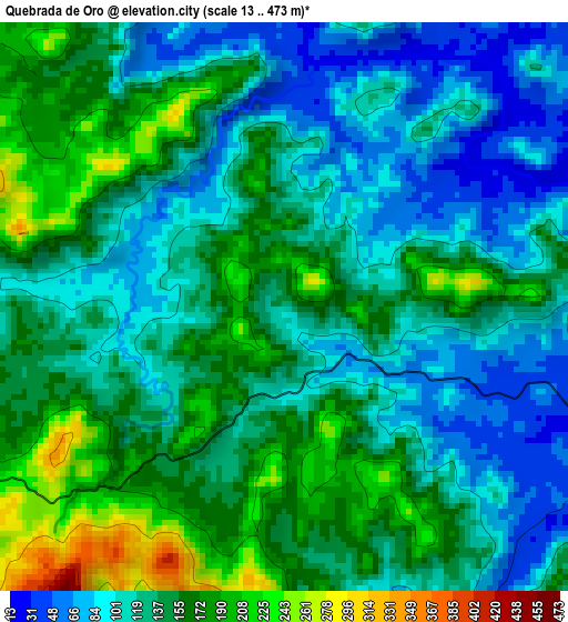 Quebrada de Oro elevation map