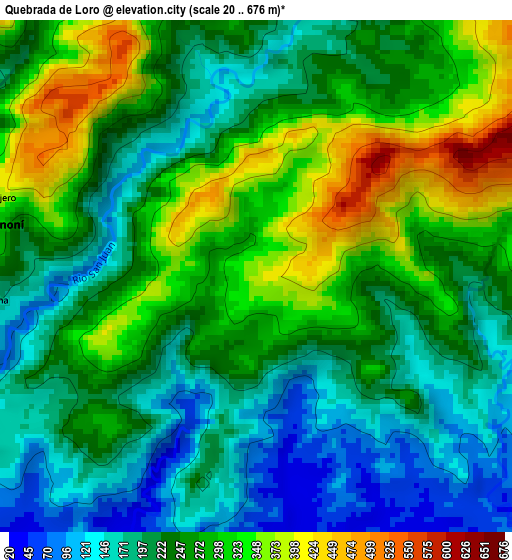 Quebrada de Loro elevation map