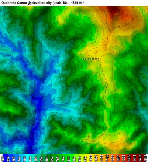 Quebrada Canoa elevation map