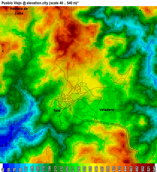Pueblo Viejo elevation map