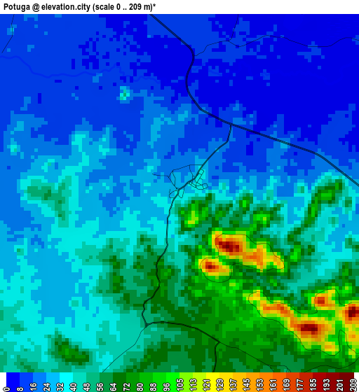 Potuga elevation map