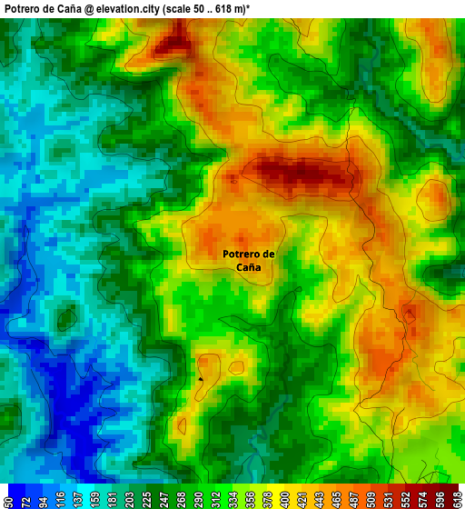 Potrero de Caña elevation map