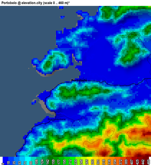 Portobelo elevation map