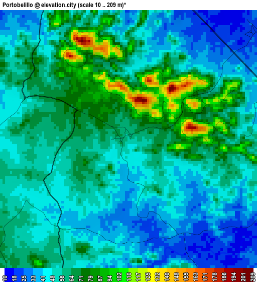 Portobelillo elevation map