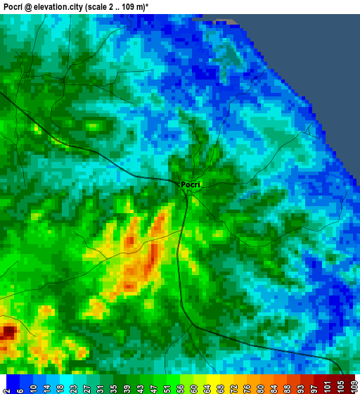 Pocrí elevation map