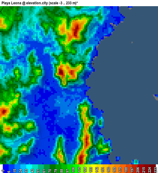 Playa Leona elevation map