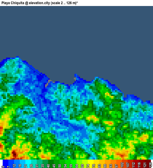Playa Chiquita elevation map