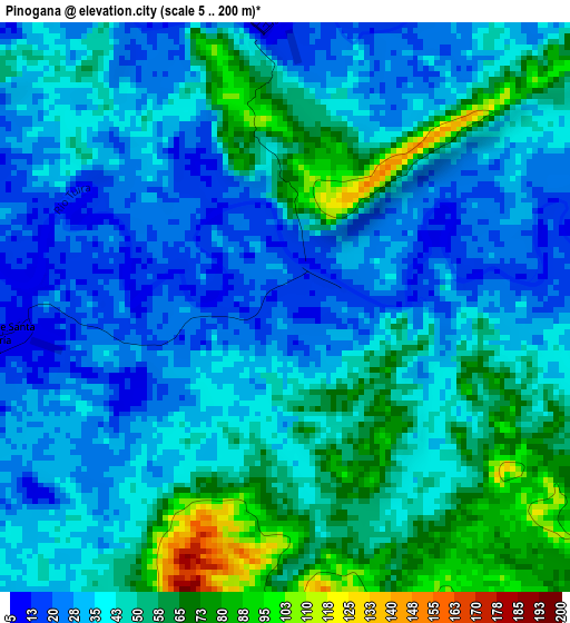 Pinogana elevation map