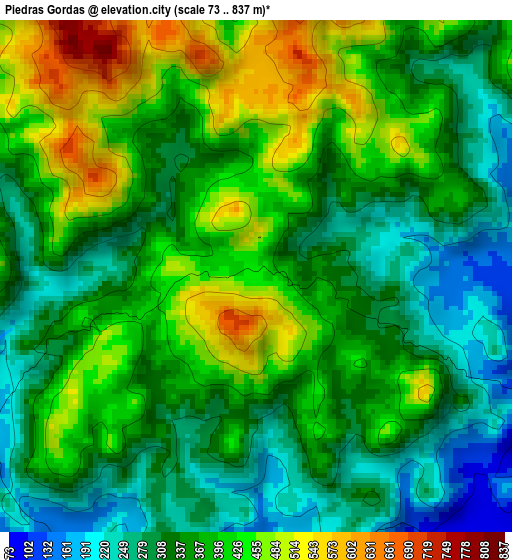 Piedras Gordas elevation map