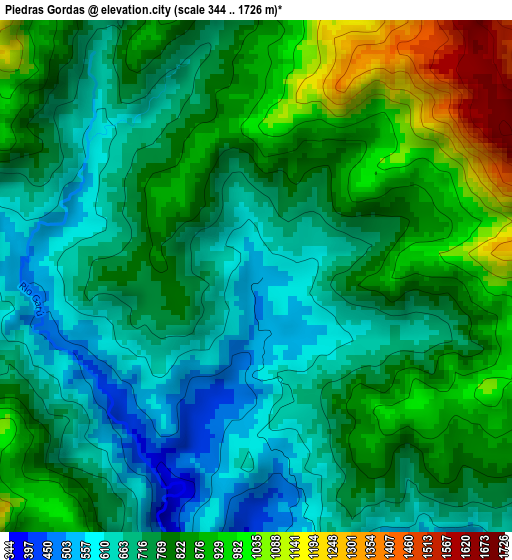 Piedras Gordas elevation map