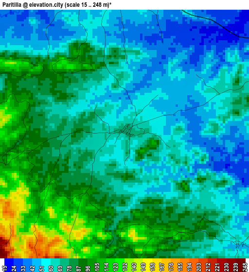 Paritilla elevation map