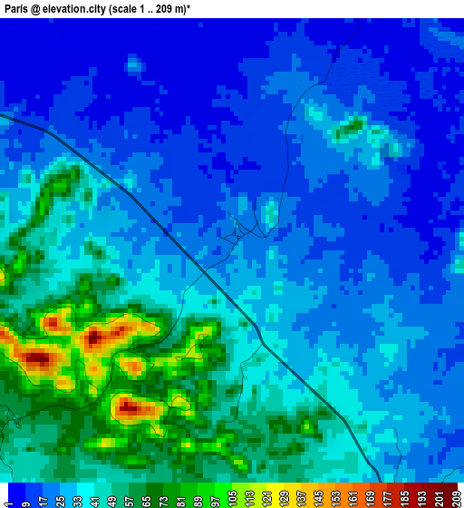 París elevation map