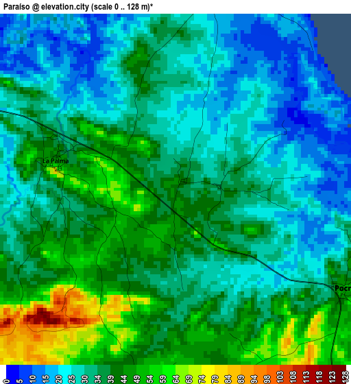 Paraíso elevation map